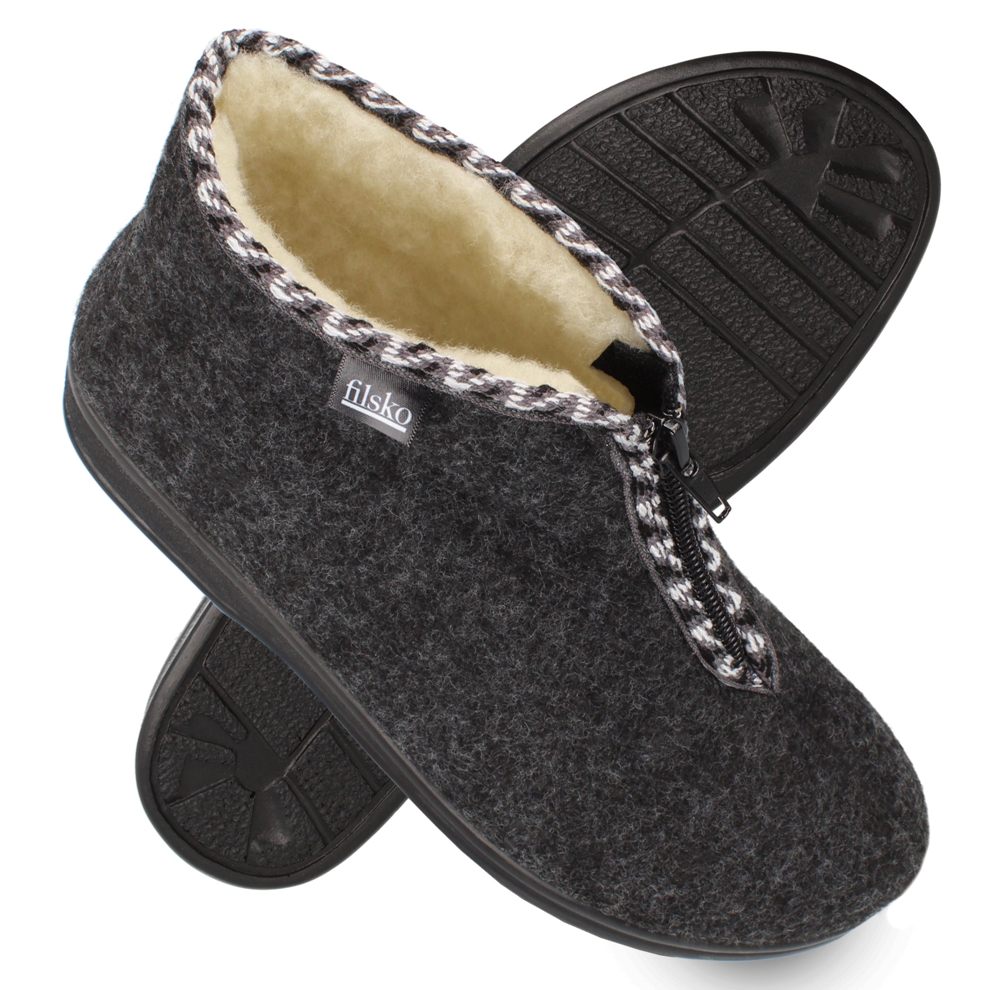 Edsele Damen filsko® Damen Winterhausschuhe Grau