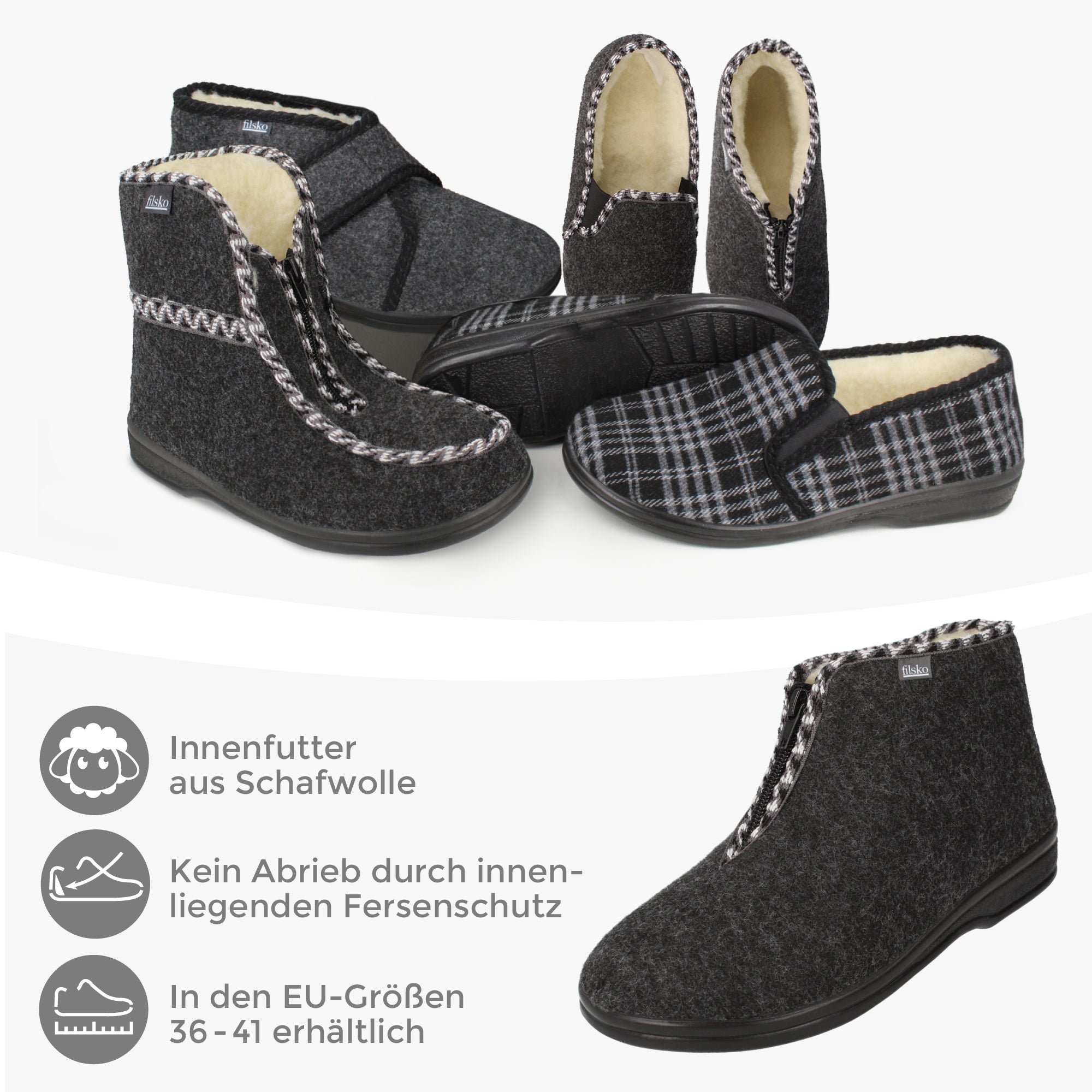 Edsele Damen filsko® Damen Winterhausschuhe