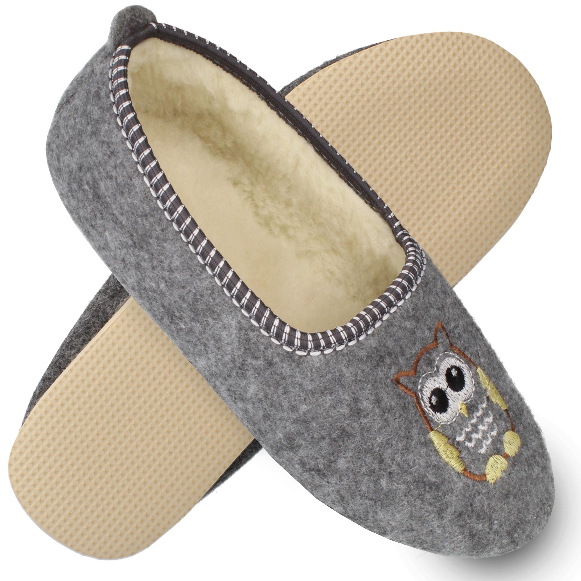 Dijon filsko® Damen Winterhausschuhe Eule