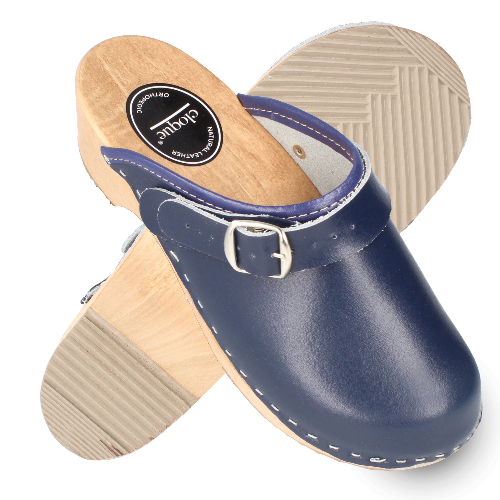 Rieti cloque® Damen Clogs, Sandalen Dunkelblau