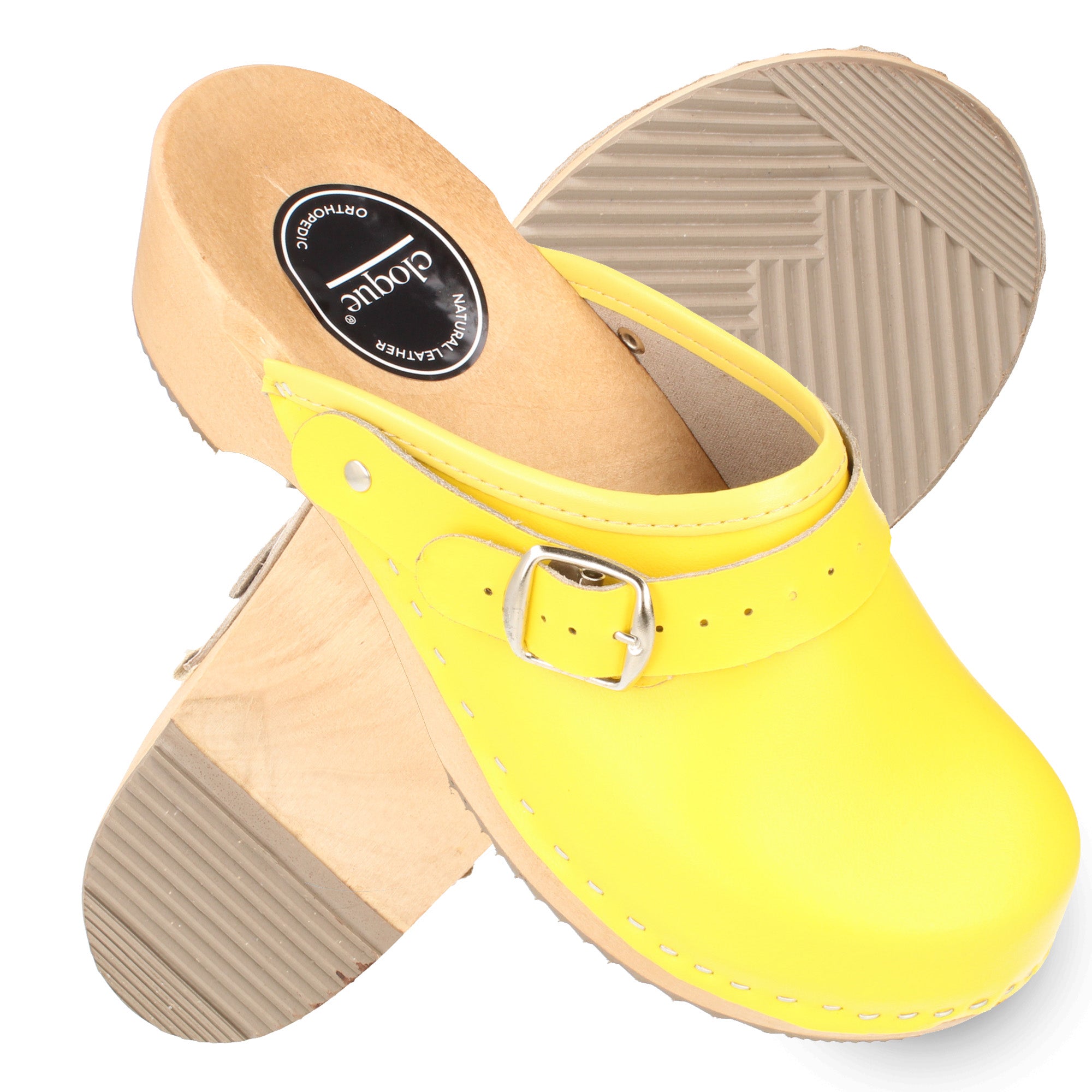 Rieti cloque® Damen Clogs, Sandalen Gelb