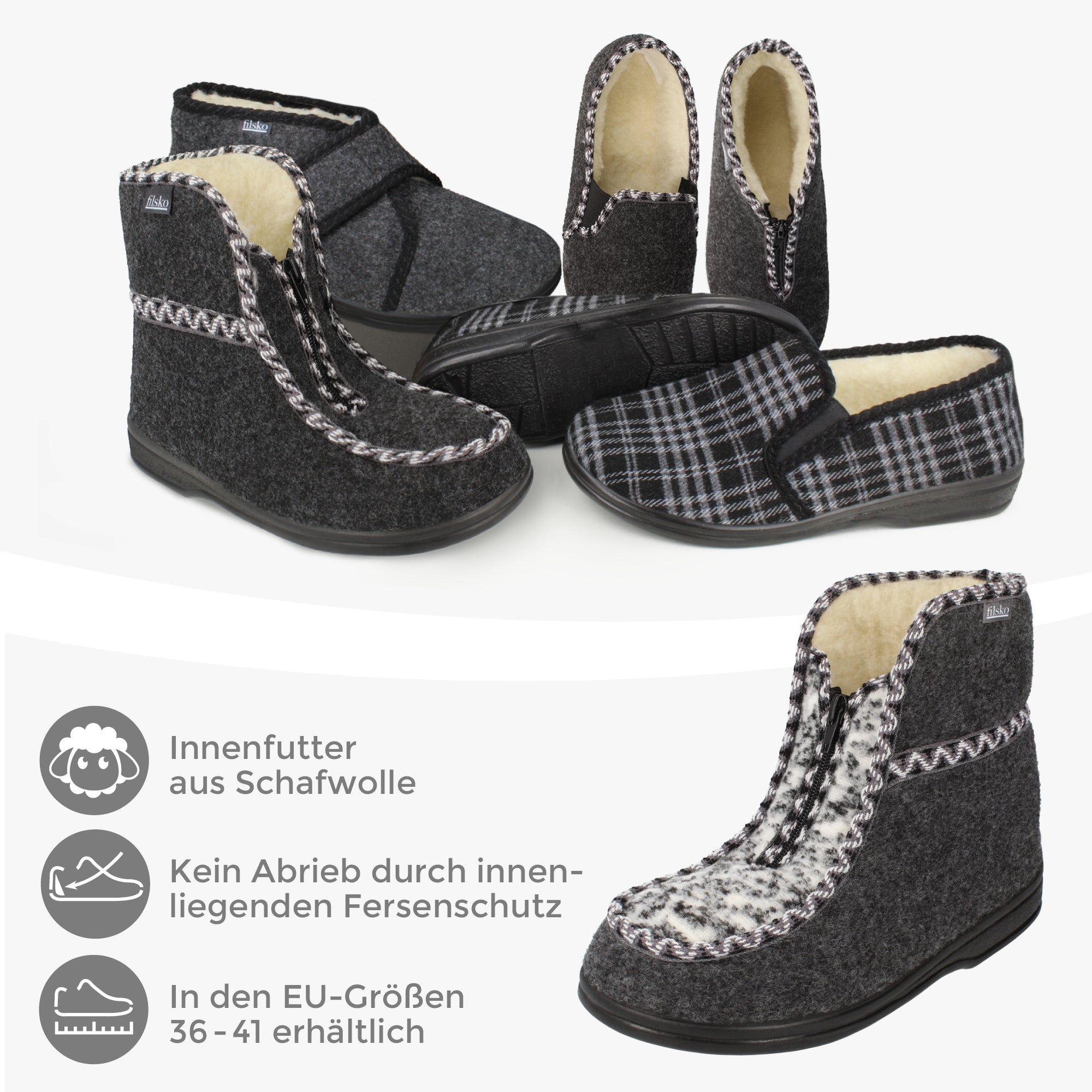 Medle filsko® Damen Winterhausschuhe