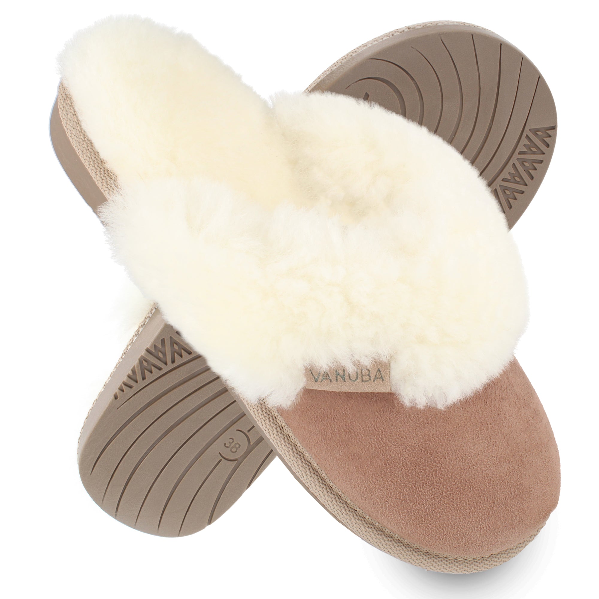 Cashmere Damen VANUBA® Hausschuhe Beige Weiß